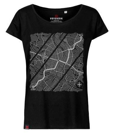 Koszulka damska oversize VOYOVNIK "Urban Wayfinder (mono)" - czarna
