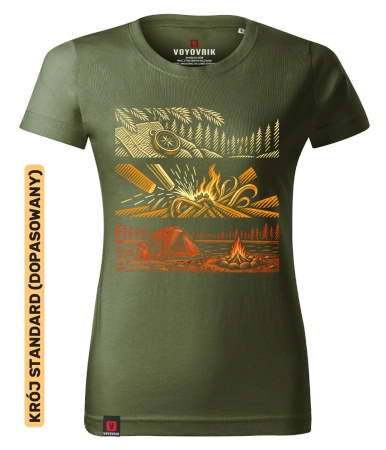 Koszulka damska standard VOYOVNIK "Campcraft Stories" - khaki