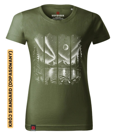 Koszulka damska standard VOYOVNIK "Northern Stillness (mono)" - khaki