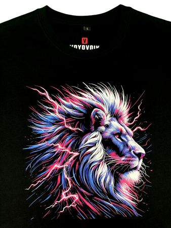 Koszulka męska VOYOVNIK "Neon Lion" - czarna