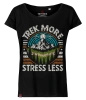 Koszulka damska oversize VOYOVNIK "Trek More, Stress Less (V2)" - czarna