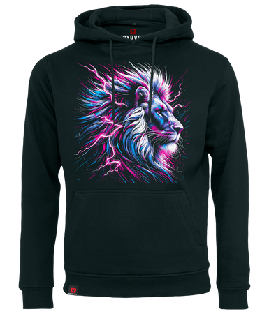 Bluza męska z kapturem VOYOVNIK "Neon Lion" - czarna