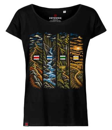 Koszulka damska oversize VOYOVNIK "Trail Chapters" - czarna