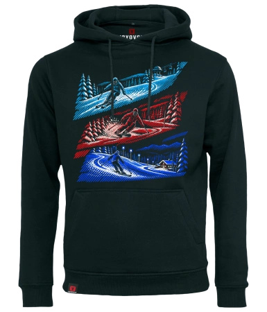 Bluza męska z kapturem VOYOVNIK "Winter Journey" - czarna